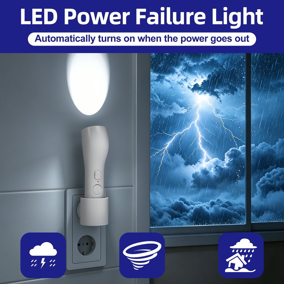 Ryoudavell - Nachtlampje Stopcontact met Bewegingssensor - Draagbare Zaklamp LED - 4-in-1 Noodverlichting bij Stroomuitval - Oplaadbare Zaklamp voor Noodgevallen - Slimme Wandlamp met Draadloos Oplaadstation - Sensor Lamp Slaapkamer - Wit — cadeau in Gadgets - foto 5
