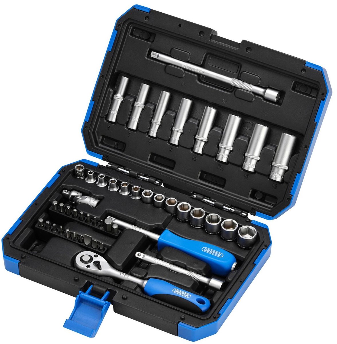 Draper 1/4" doppenset met ratel en dopschroevendraaier, 47-delig
