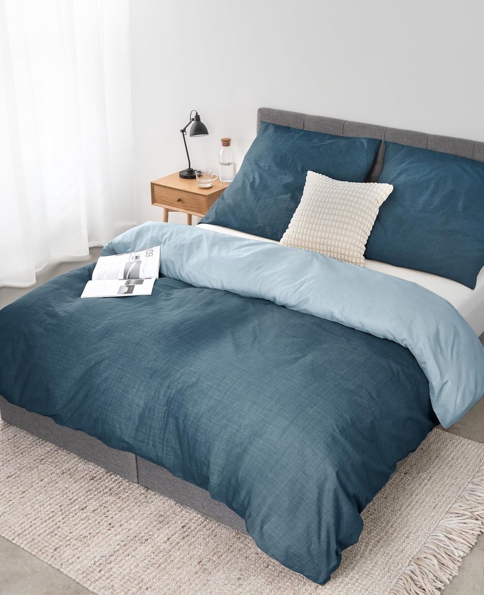lionto dibea Renforcé omkeerbaar beddengoed van 100% katoen, 135 x 200 cm, kussensloop 80 x 80 cm, 2-delig beddengoed voor elk seizoen, onderhoudsvriendelijk en vormvast, incl. Oeko-Tex-certificaat,