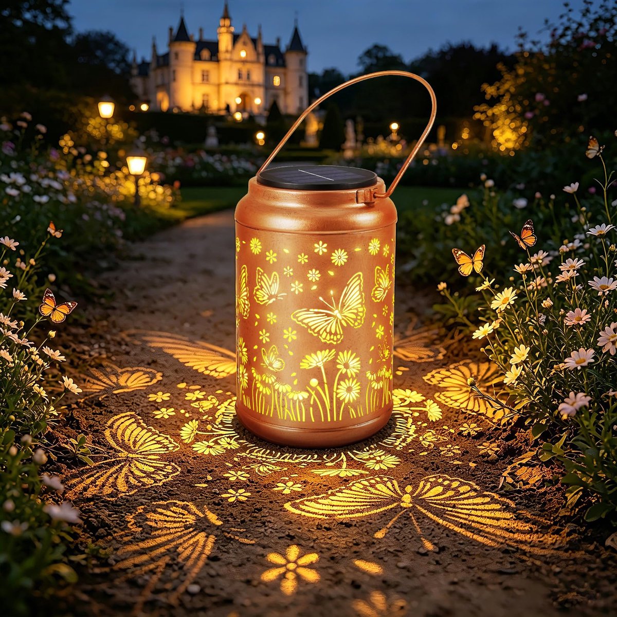 Lantaarns op zonne-energie voor buiten, IP65 waterdicht, hangende lantaarns voor buiten, vintage, voor tuin, balkon, gazon, Kerstmis, camping, decoratie, 1 stuk