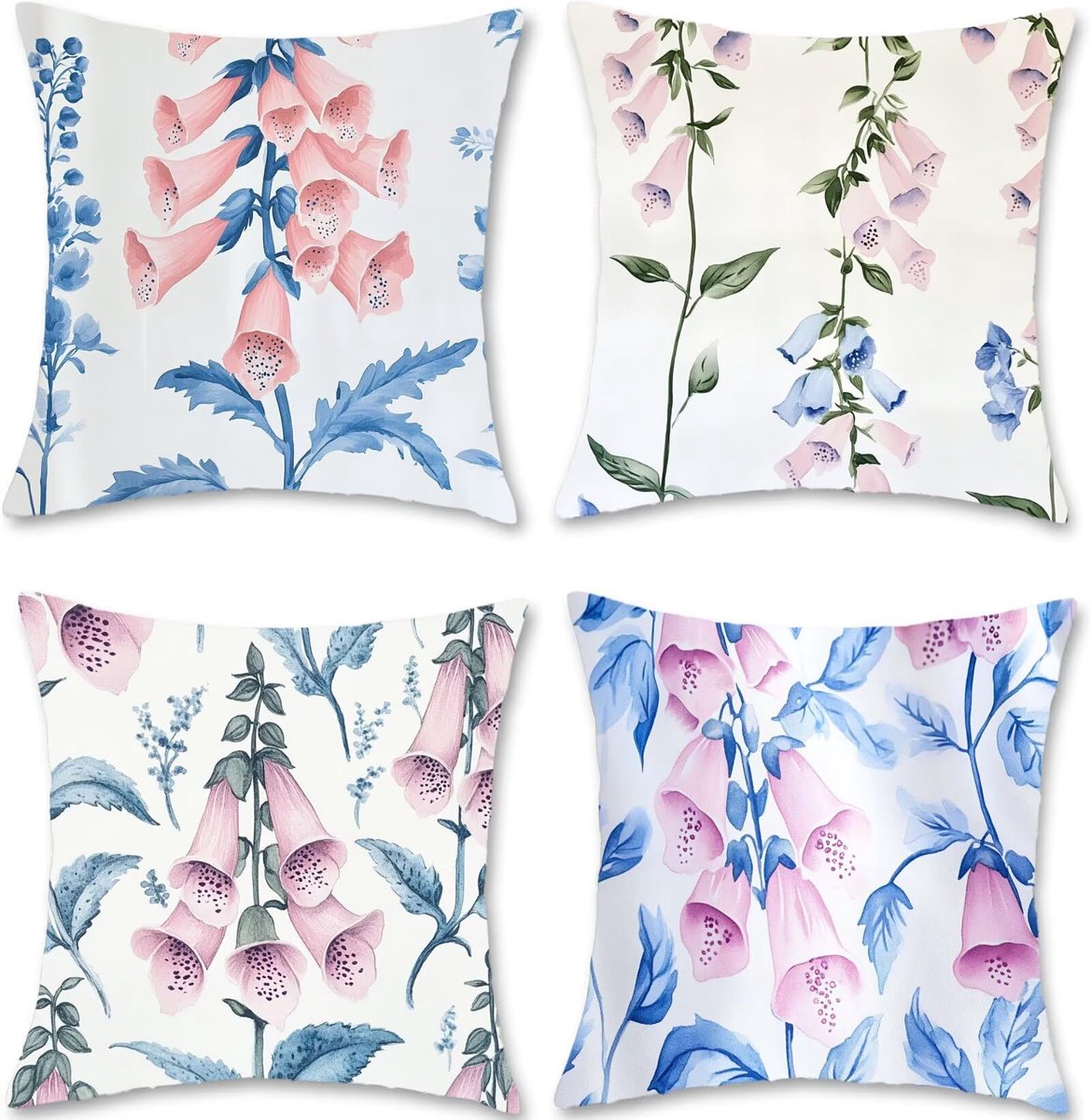 80 x 80 cm, roze, fluweel, bankkussen, sierkussen, set van 4 kussenslopen, vierkant, voor Halloween, woonkamer, slaapkamer, balkon, decoratie, S1-415
