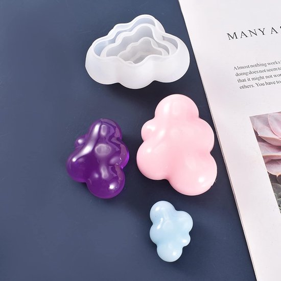 3 stuks kaarsvorm, wolk, siliconen vormen, wolken, kaars, schimmel, herbruikbaar, kaarsvorm, zachte kaarsvormen, 3D-kaarsvorm, siliconen vorm voor handwerk, sieraden, doe-het-zelf (3 maten) — afbeelding 3