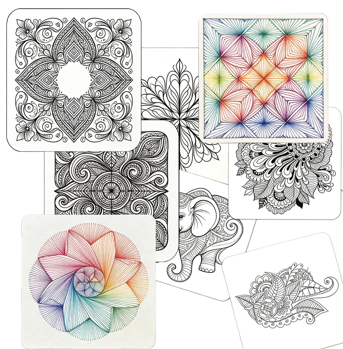 100 witte zentangle papieren tegels, 10 x 10 cm, grote blanco speelkaarten, aquarelansichtkaart, indexkaarten, blanco Zen-vierkante kunst, geschikt voor mandala, miniatuur en aquarel