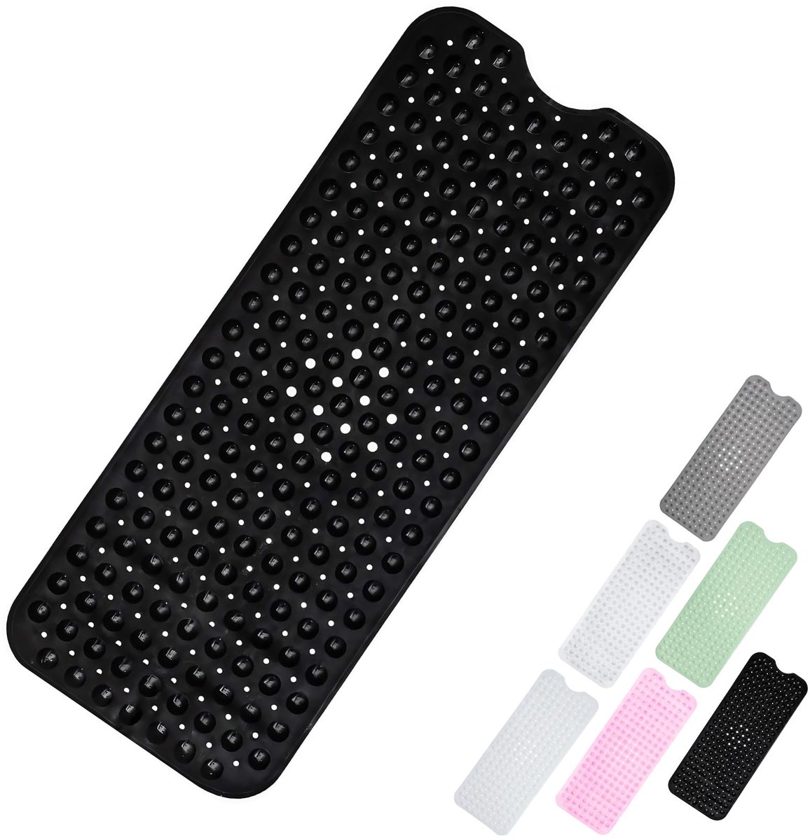 Badmat 100x40cm, Extra Lange Douchemat Anti-Schimmel Badmatten Zwart, Antislip Badmat voor Bad, Douchematten met Zuignappen, Afvoergaten, Wasmachinebestendige Badkamer Badkuip voor Kinderen