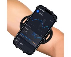 Sportarmband voor mobiele telefoon, 360 graden draaibaar, sportarmband met sleutelhouder en opening voor oordopjes, geschikt voor iPhone 17/16/15/14/13 Pro/12 Pro/11 Pro Max/11 Pro/X/8/7/6, enz