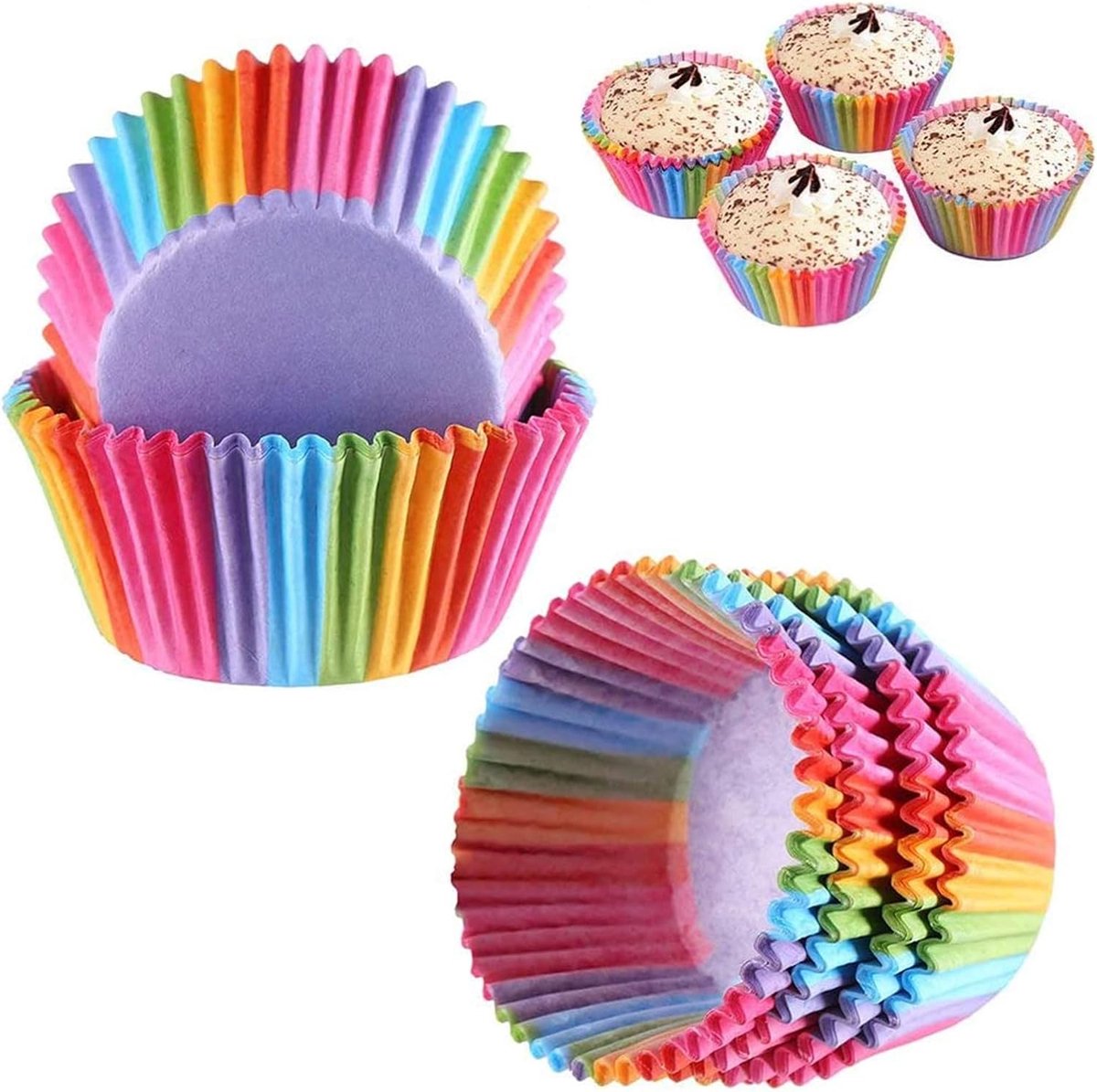 200 stuks muffinvormpjes papier cupcake vormen regenboog papier muffinvorm voor dessert bruiloft verjaardag party