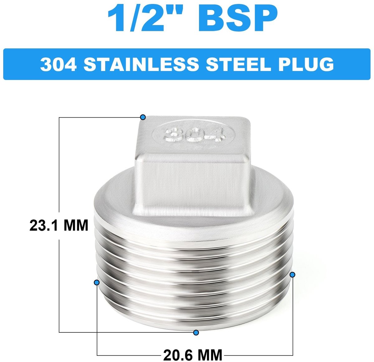 Dailygoods- Plug 1/2" BSP Buitenvierkant - 10 Stuks - Roestvrij Staal - Fitting - Lekvrije Verbinding - Duurzaam Ontwerp
