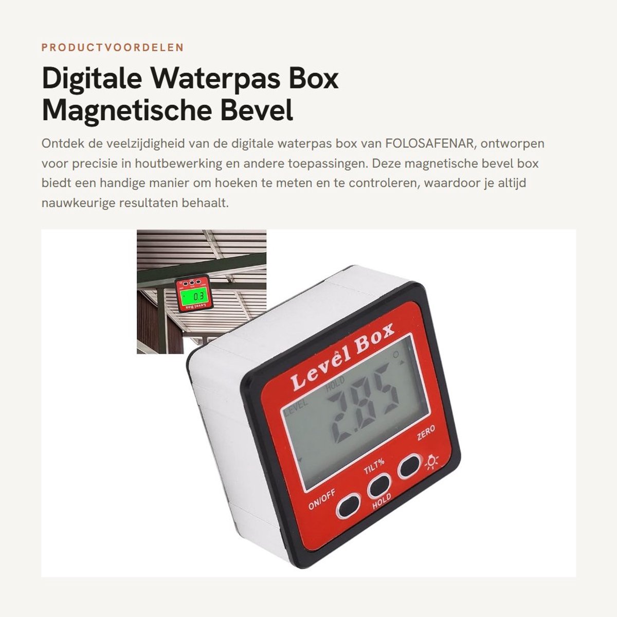Dailygoods- Digitale Waterpas - Magnetisch - Digitale Hoekmeter - Multifunctioneel - Inclinometer - Precisie Meting - Geschikt voor Houtbewerking