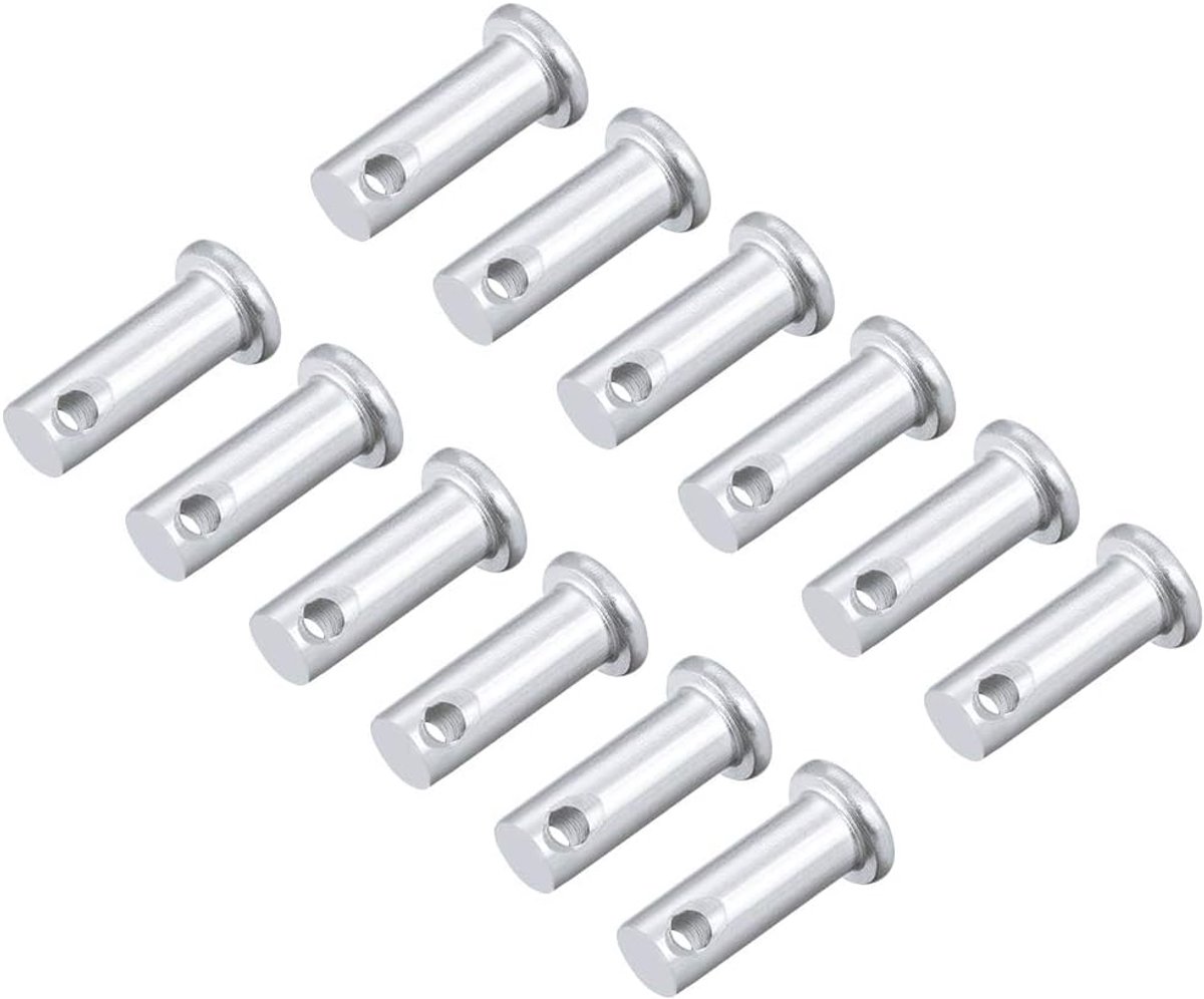 sourcing map 12 stuks vorkbouten, enkel gat, platte kop, ronde bouten, verzinkt massief staal, 8 mm x 20 mm