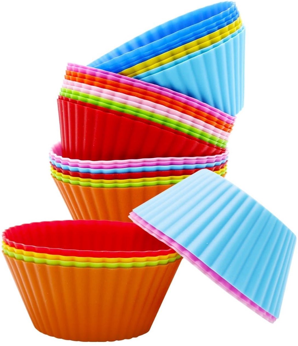 Dailygoods- Muffinvorm 24-delige set - Siliconen - Herbruikbare vormpjes - 7 cm diameter - Perfect voor cupcakes - Duurzaam materiaal - Cupcakevorm
