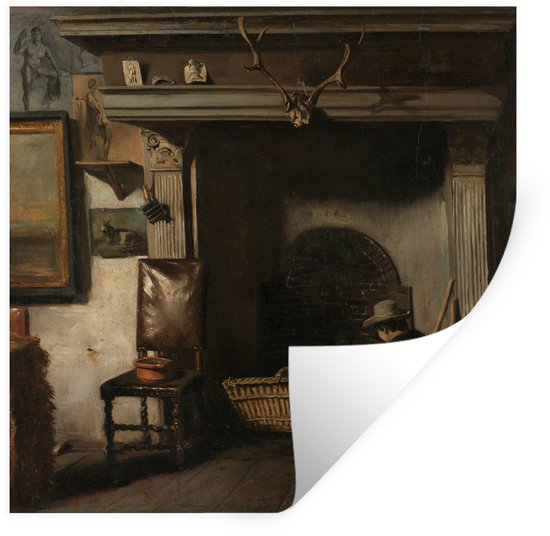 Stickers muraux - L'atelier du peintre de Haarlem Pieter Frederik van Os - Peinture d'Anton Mauve - 50x50 cm - Feuille adhésive