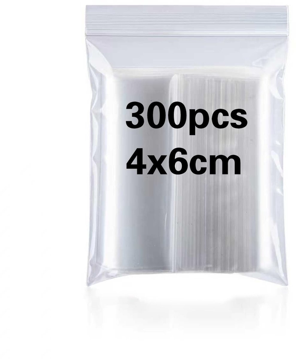 Dailygoods- Ziplock Zakjes 300 Stuks - Herschrijfbare Gripzakjes - Diepvrieszakjes - Verzegelbare Plastic Zakjes - Transparante Zakjes - 4x6 cm - Opslagzakjes