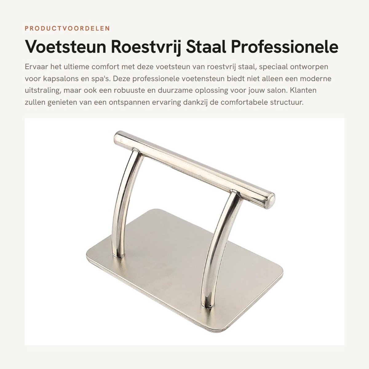 Dailygoods- Voetensteun Roestvrij Staal - Professionele Voetensteun - Duurzaam - Modern Design - 30 x 19 x 19 cm - Handgemaakt - Voetsteun