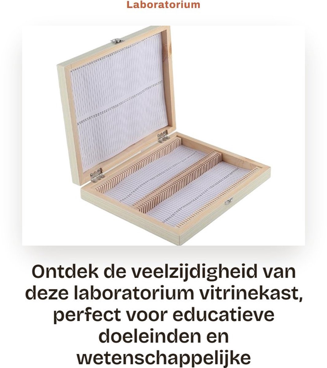 Dailygoods- Laboratoriumvitrine met 100 vitrines - Houten Opbergdoos - Biologische Glijbanen - Ademend en Niet-giftig - Metalen Sluiting - Duurzaam en Praktisch