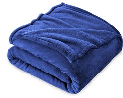 Plaid in Pile Tinta Unita, Coperta in Microfibra, Morbida, Multifunzionale per Divano, Letto, Spostamenti, Viaggi, Adulti, Bambini, Animali, Blu 230 x 270 cm