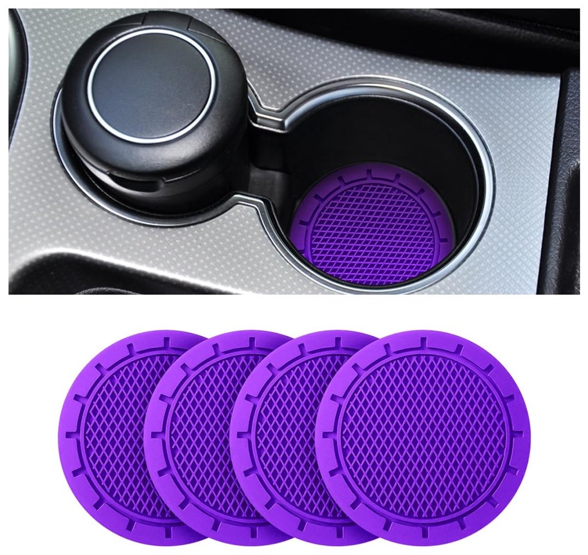 Dailygoods- Autobekerhouder 4 Stuks - Antislip - Duurzaam - 7 cm Diameter - Geschikt voor Auto's - Hoogwaardig Materiaal - Bekerhouder