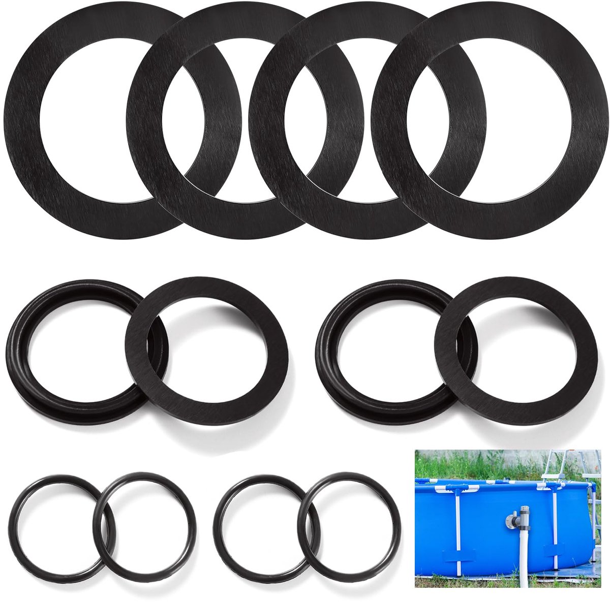 12 Stuks 25076RP Zwembad O-Ring Afdichtingsringen, Zwembad Afdichtingsringen Ringen Ronde Afdichting, Compatibel met Intex Zwembad Plunger Kleppen 10745, 10262, 10255