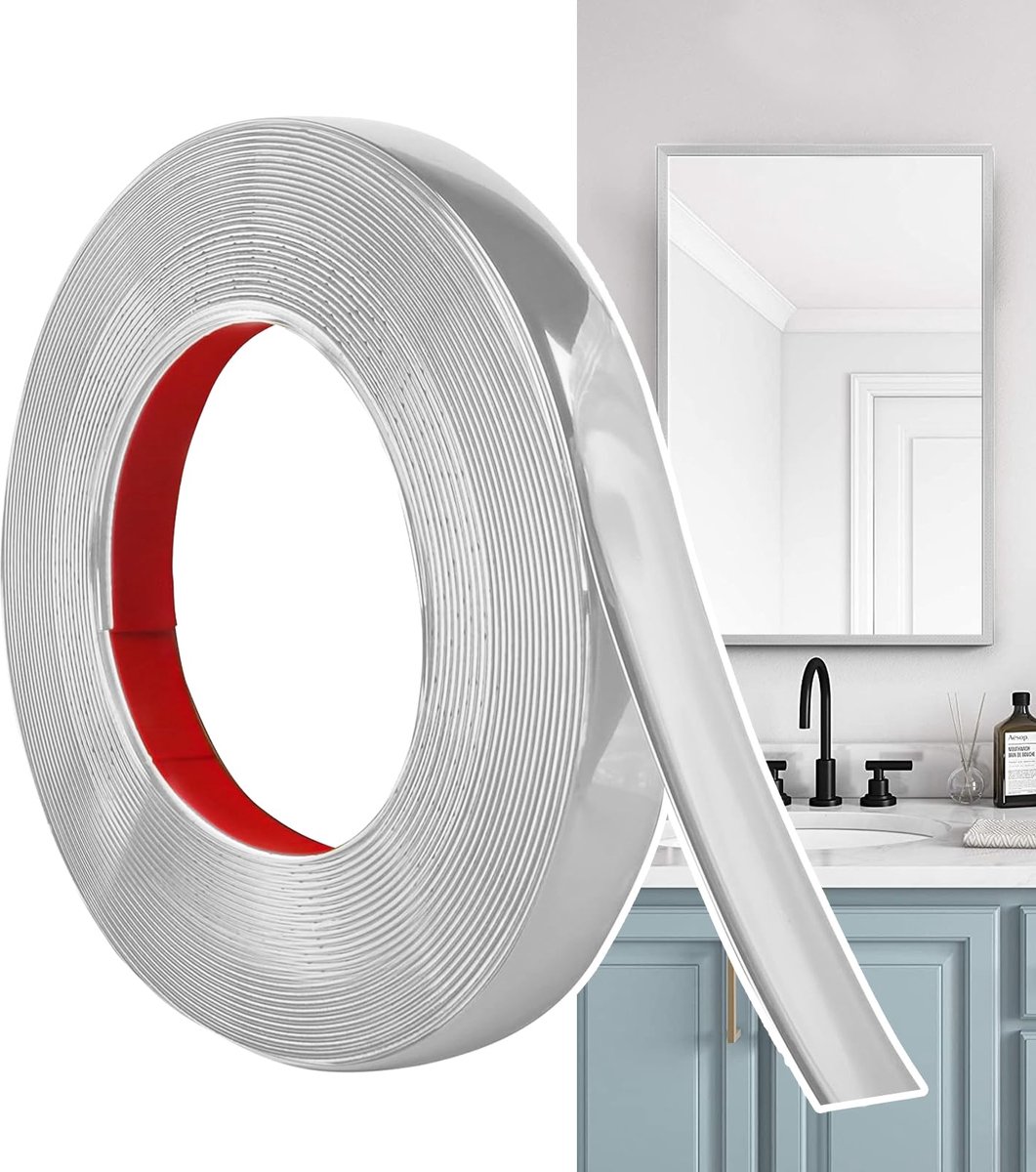 Decoratieve Lijst, Flexibele PVC Sierstrip, Waterbestendige Wandstrip om te Plakken, Zonder Boren voor Muur, Spiegel, Plafond, Kast en Tegels (Mat Zilver, 12M x 2cm)