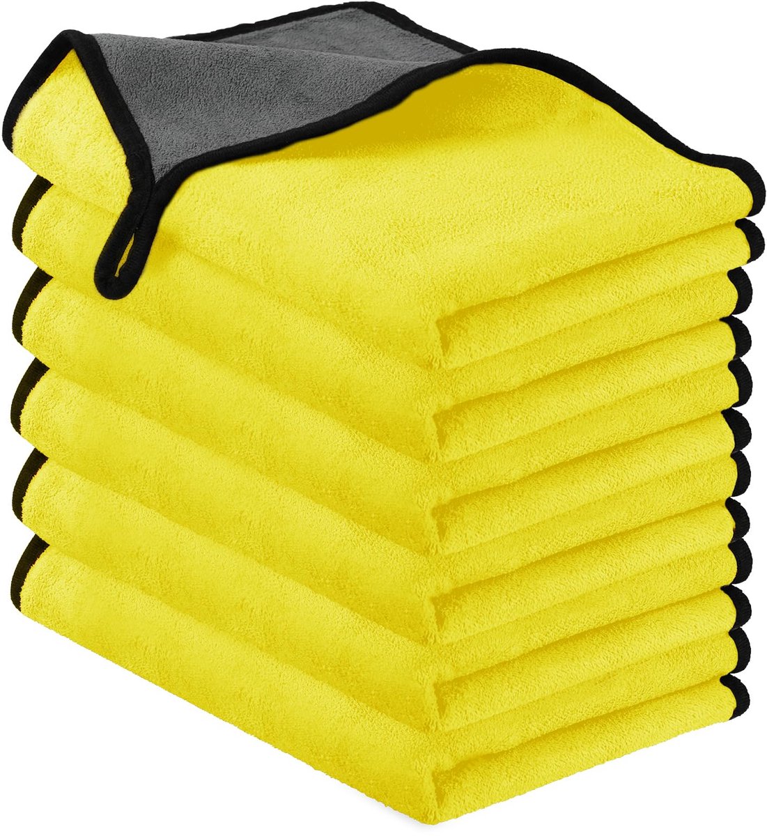 Microvezeldoeken, 6 stuks microvezel autoreinigingsdoeken van 500 g/m², multifunctionele pluisvrije poetsdoeken, super absorberende handdoek voor huishouden, keuken en ramen, 30 x 40 cm, geel