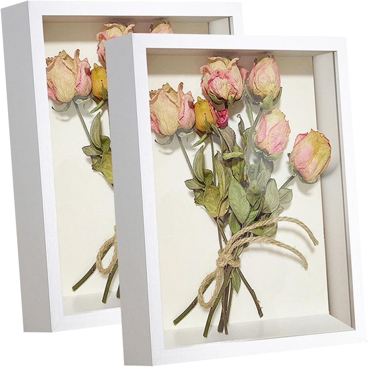2 stuks schaduwbox frame vitrinekast 20 x 25 cm, fotolijst met gedroogde bloemen, 3D-fotolijst vitrine diepere 3 cm met transparant acrylpaneel voor foto's, doe-het-zelf ambachten, huwelijkscadeau