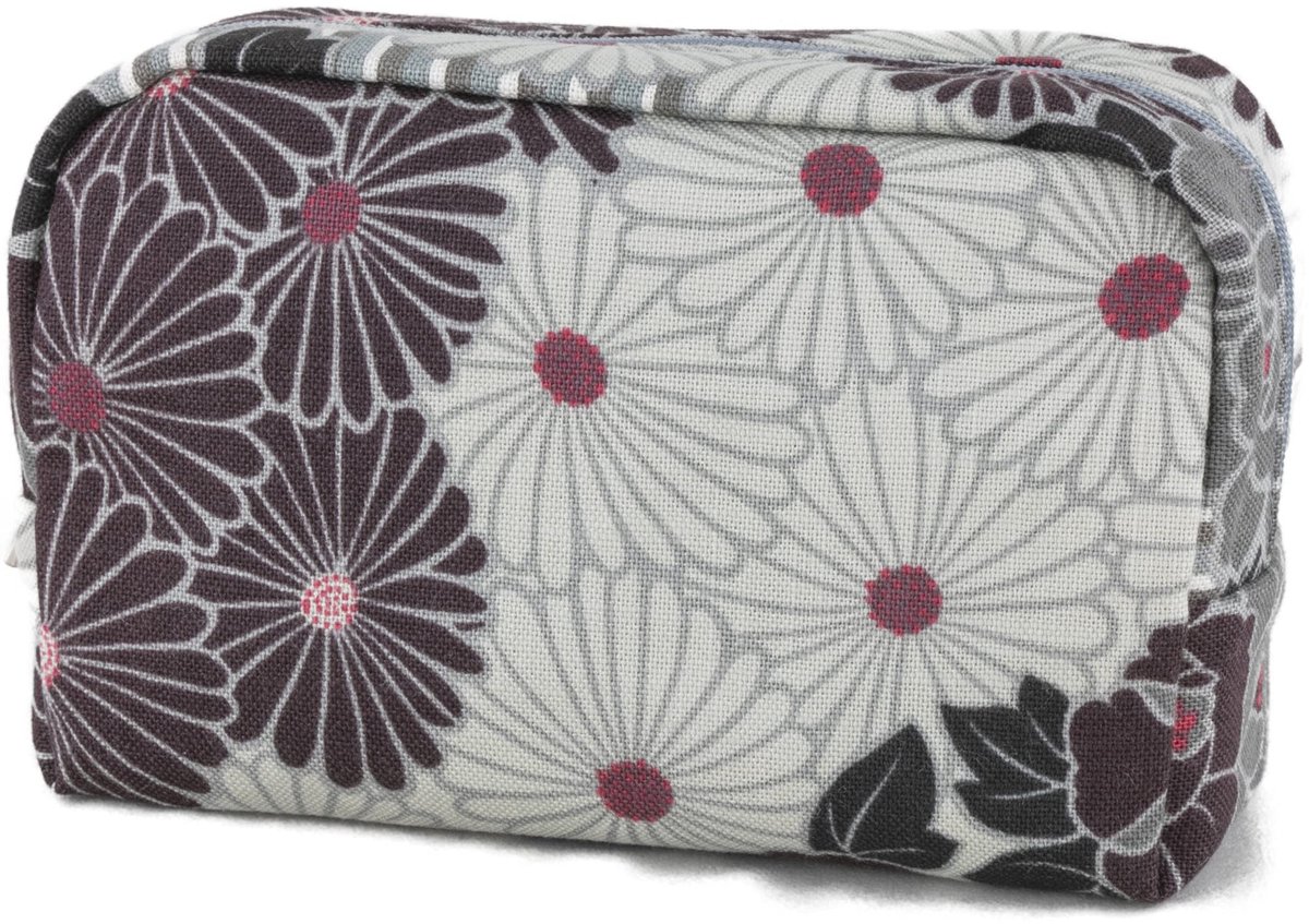 make-uptas (retro bloem), gemaakt in Japan, make-uptas, reismake-uptas, ritszakje, voor dames en meisjes, Zwart