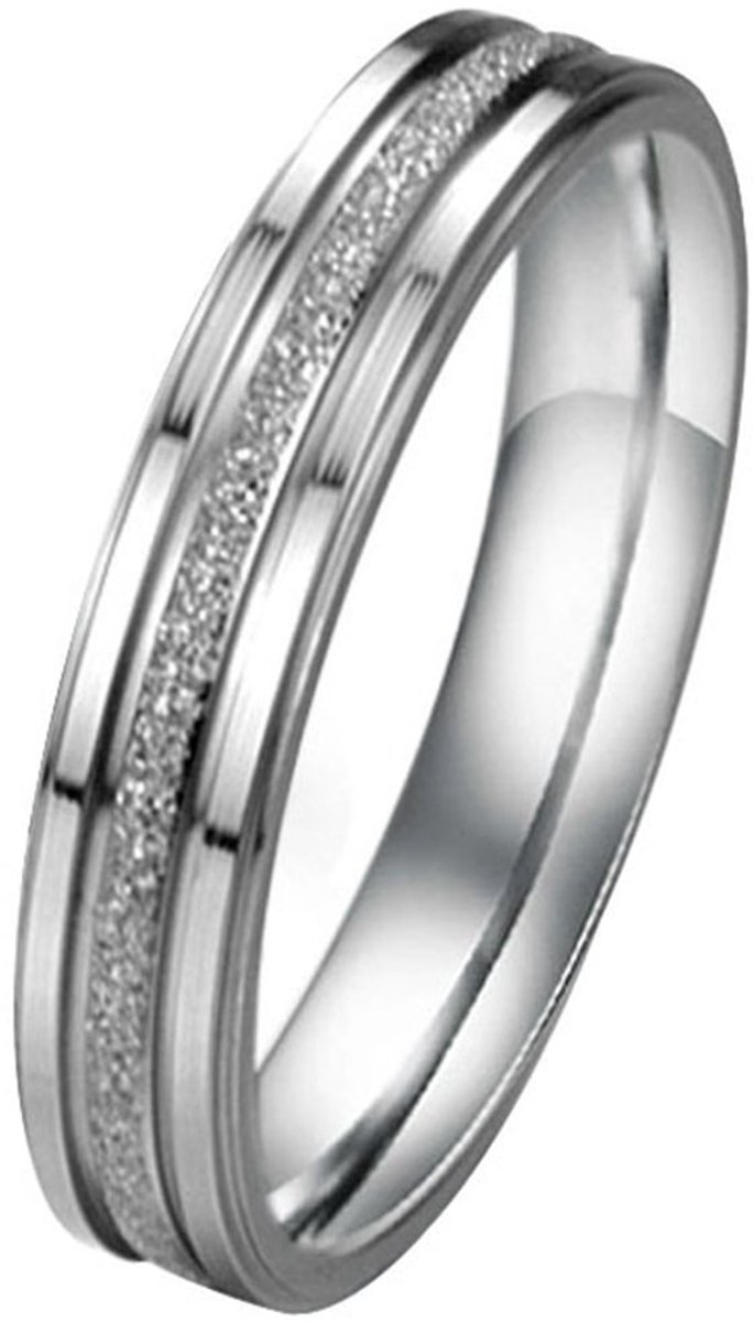JewelryWe Sieraad 4/6 mm breedte roestvrij staal damesring herenring partnerringen gezandstraald bruiloft band ring kleur zilver, Roestvrij staal, Parel
