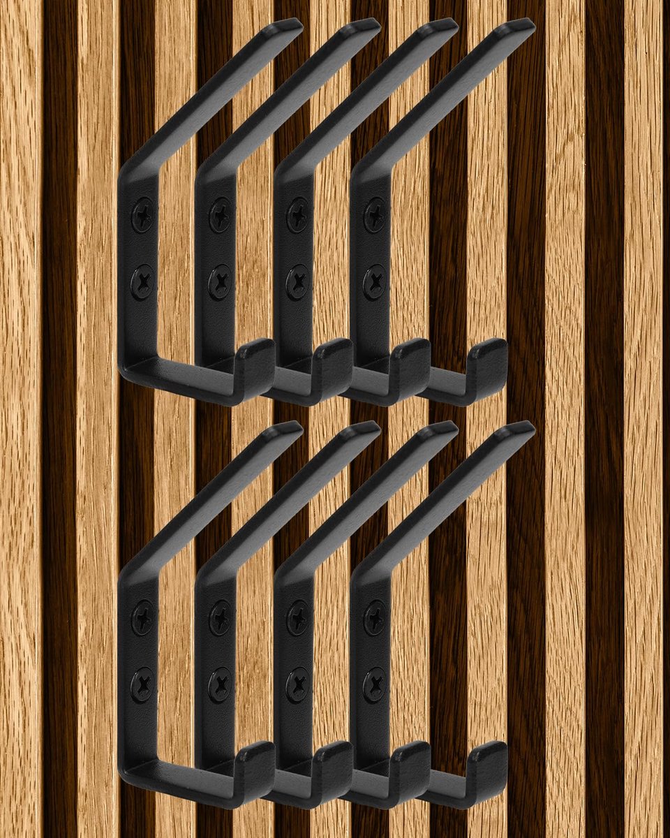 Haken voor Akoestische Panelen, Garderobehaakjes voor Akoestische Panelen, Dubbele Kledinghaken van Aluminiumlegering, Wandhaken met Krasbescherming, Corrosiebestendig, Zwart, 13 MM