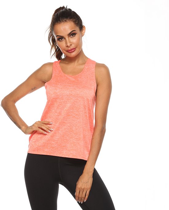 Tanktop - L - Borstomvang 46cm - Halsopening 15,4cm - Zoom 58cm - Schouderbreedte 25cm - Lengte68,5 cm - Mouwloze top - Mouwloze fitnesstop - Dames-tanktop voor wielrennen & hardlopen - Sporttop - Yoga-overgooier - Pilates-tanktop - Sporttanktop — afbeelding 4