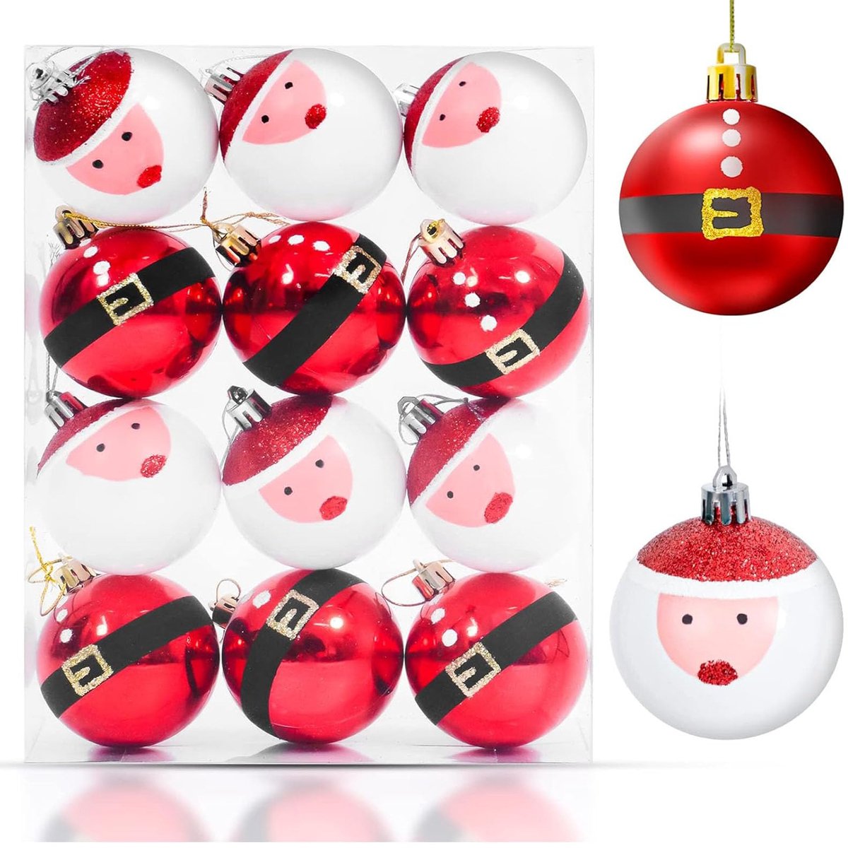 Kerstballen, rood, kerstboomdecoratie, 12 stuks, acryl, Ø 6 cm, voor Kerstmis, feest, bruiloft