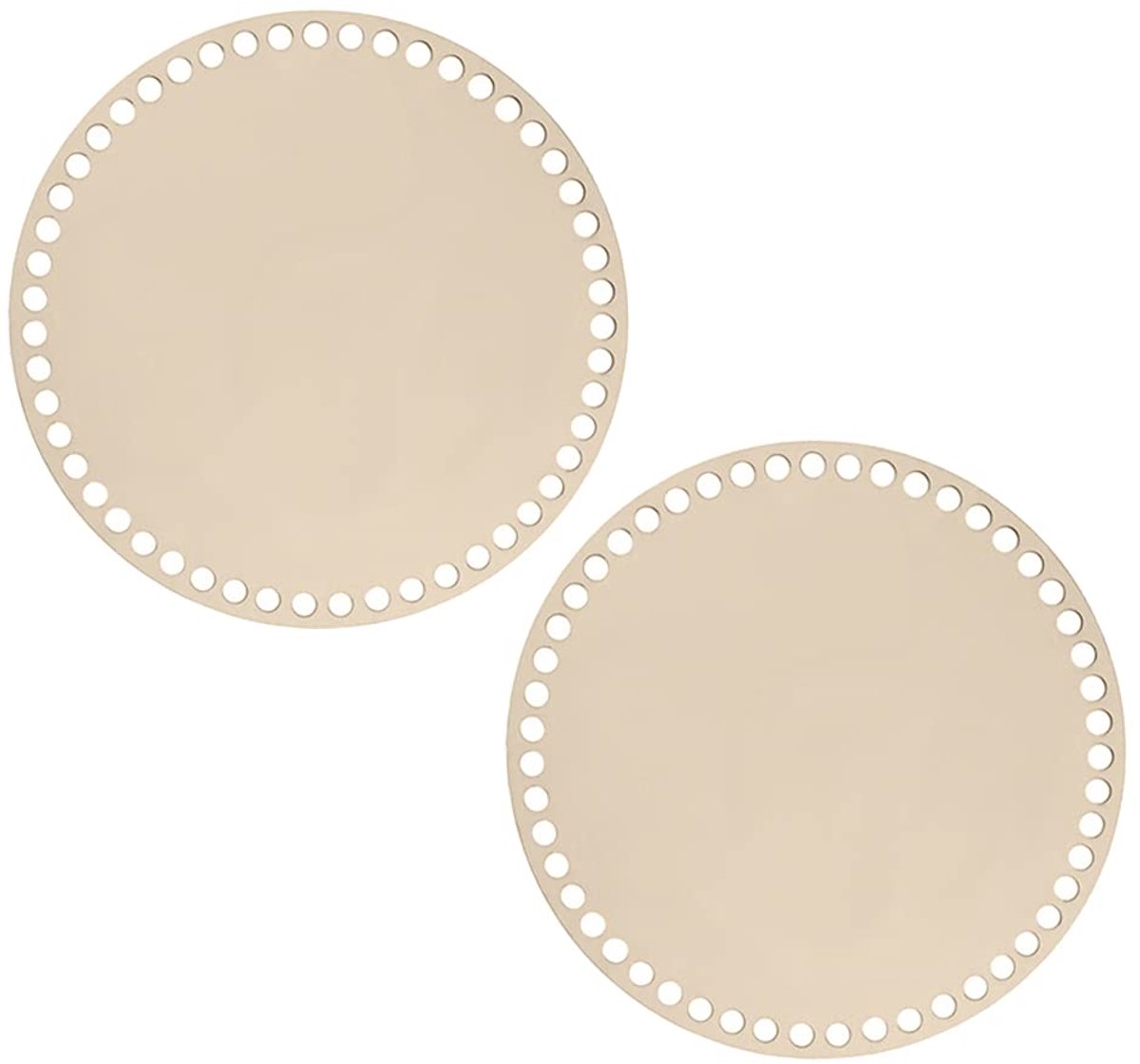 Mandbodem om te haken, 2 stuks, pedadibuis, vloer, natuurlijke houten mand, cirkel, blank, haakmand, houten basis, zelfmade mand, ronde vorm, natuurlijke houten mand, cirkel, haakmand, houten