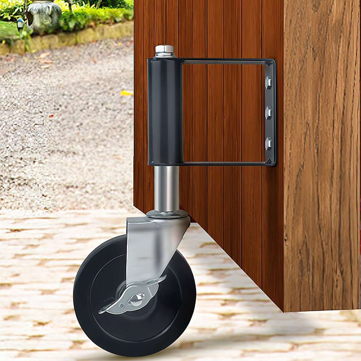 Torenrol, 100 mm met veerbelasting, zwenkwielen, 100 mm, steunwielen, wielen voor meubels, meubelwielen, zware wielen voor houten deuren, hekken en tuinpoorten, zwart