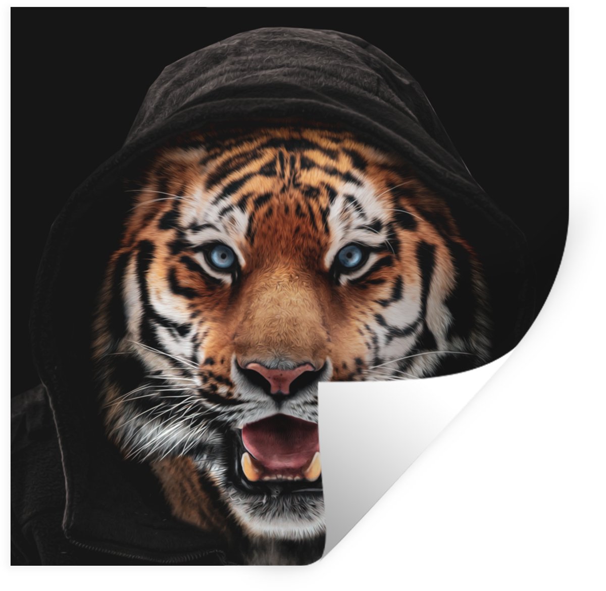 Muurstickers - Sticker Folie - Tijger - Kleding - Blauw - 50x50 cm - Plakfolie - Muurstick