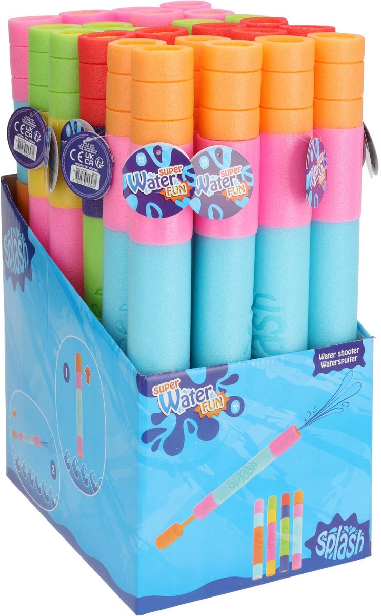 Free & Easy waterpistool spuit - 3x - foam pomp - lengte 46 cm - buiten speelgoed - water spuiten - spuiters