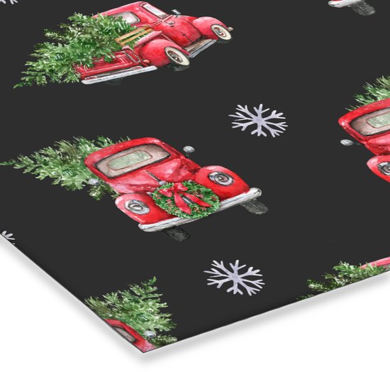 Cadre photo avec affiche - Noël - Motif - Voiture - 60x40 cm - Cadre pour affiche - Décorations de Noël - Décoration de Noël pour l'intérieur - Noël
