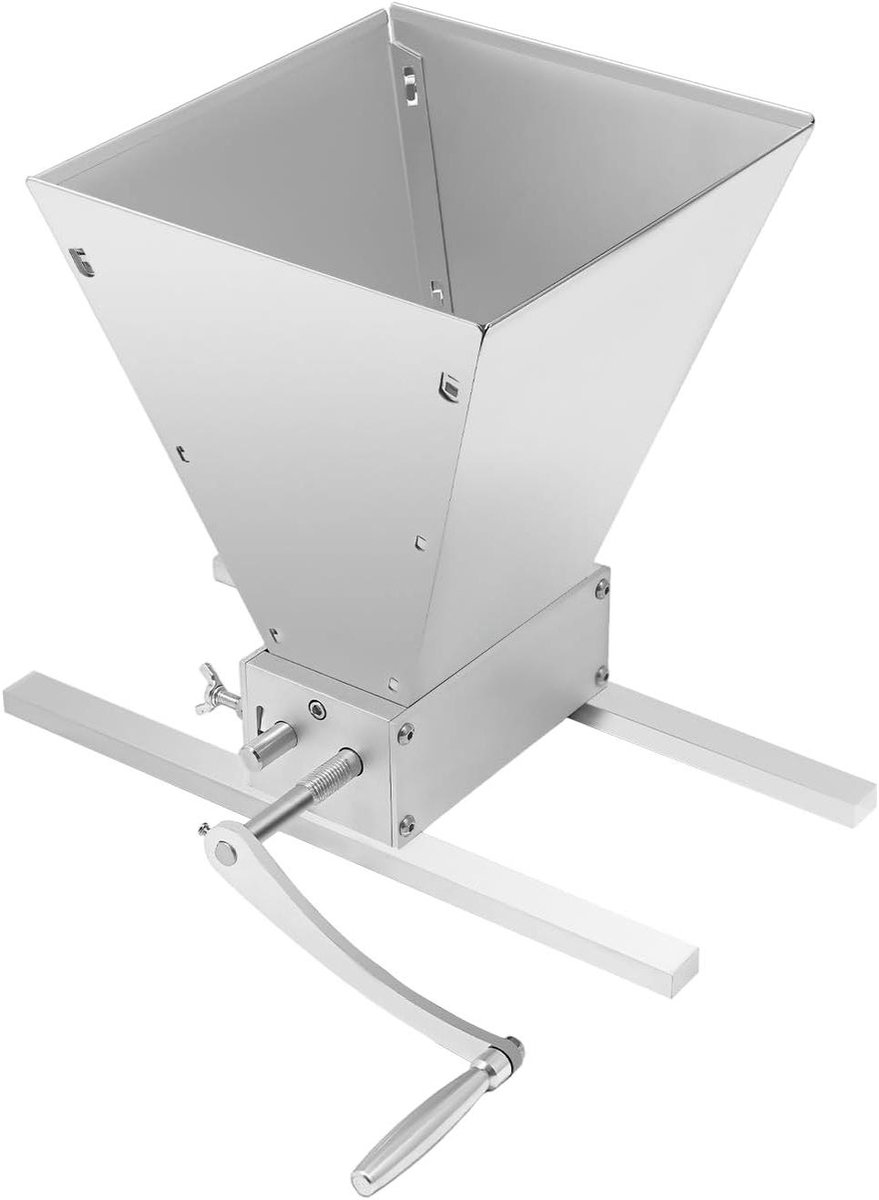 Handmatige Graanmolen - Graanbreker Moutmolen - Bier Brouwen - Verstelbare Walsen - 4 Liter - Zilver