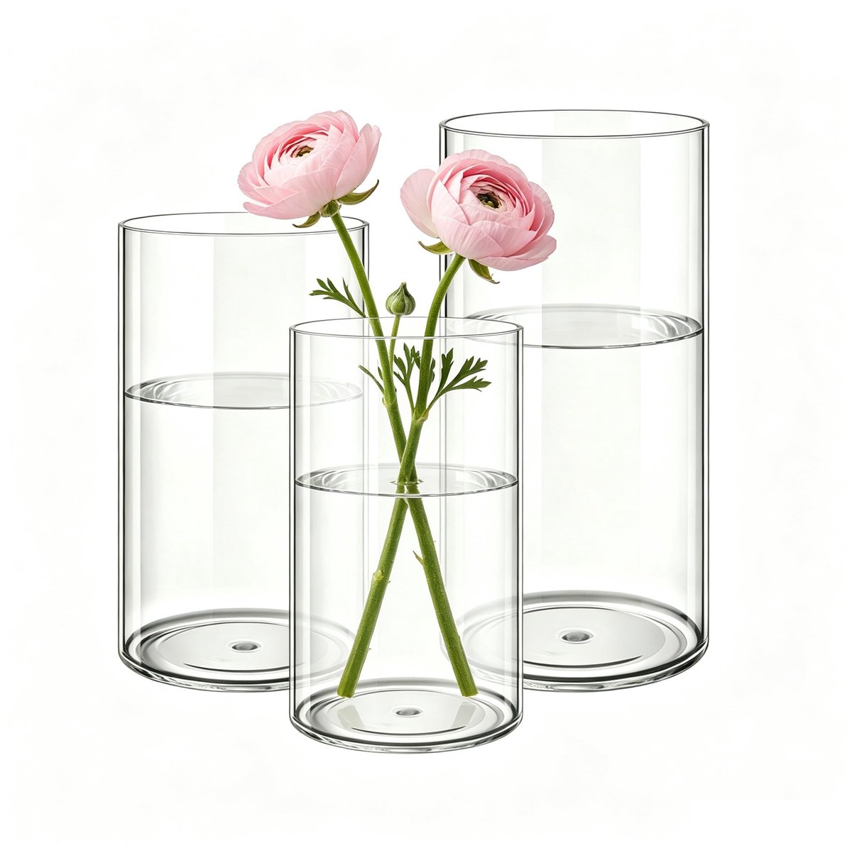 Vaas - Onbreekbare Lichtgewicht Cilindrische Bloemenvaas voor Woonkamer, Slaapkamer, Kantoor, Badkamer - Decoratieve Moderne Vaas - 10x20cm & 12x25cm & 15x30cm