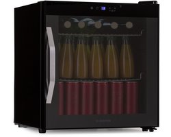 Klarstein Coachella 50 Onyx Dranken Koelkast - 47L Slimme Dranken Koelkast met WiFi, LED Verlichting, Touch Control, 5-18 °C Koeling, Panoramische Glazen Deur, Zwart