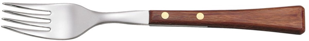 Tafelvork roestvrij staal 18/10 - houten handvat, 100 mm - perfect voor eetkamer - serie Manchega