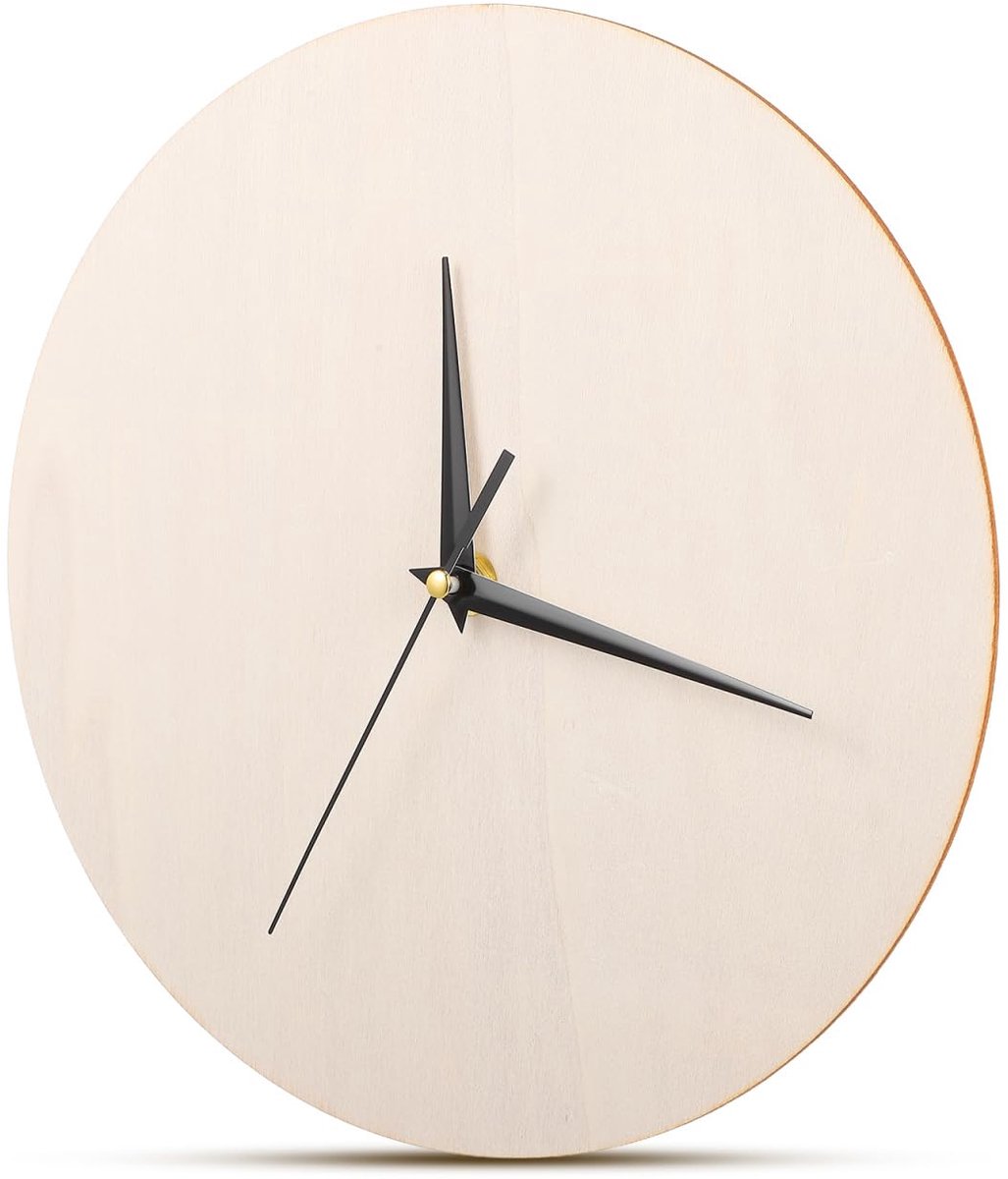 SnelShoppen - Houten Wandklok Bord DIY, Onbehandelde Klok, Ronde Dial voor Creatieve Klussen, Verfbare Klok, Maken van Handgemaakte Klokken voor Thuis