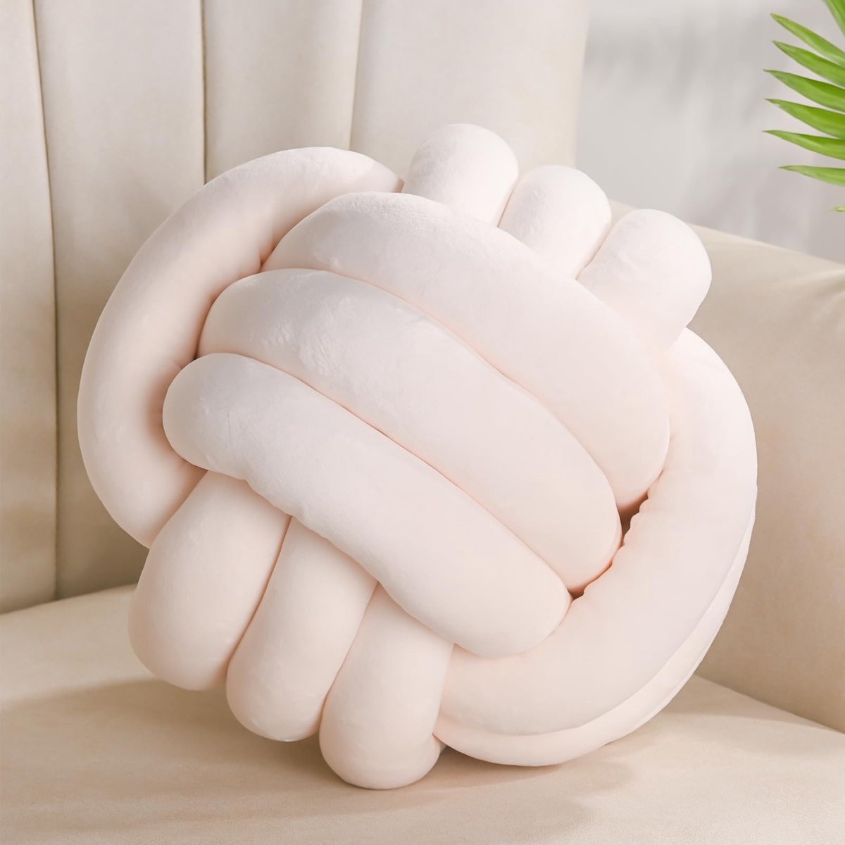 Kussen met strik, melkwit, ronde kussens, slaapkamerdecoratie, woonkamer, esthetisch, bankkussen, decoratie, kinderbed, 22 cm