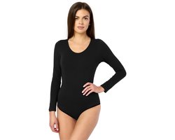 Merry Style Dames Body - Bodysuit - Lange Mouwen - Katoen - MS-KS-BD900 - Zwart - L