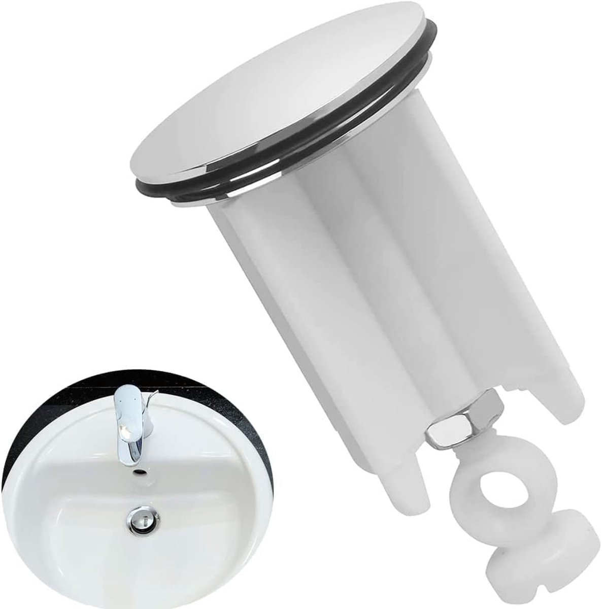 Universele Afvoerstopper 40 mm, Verstelbare Messing Afvoerstop met Rubber, Ideaal voor Badkamer en Bidet