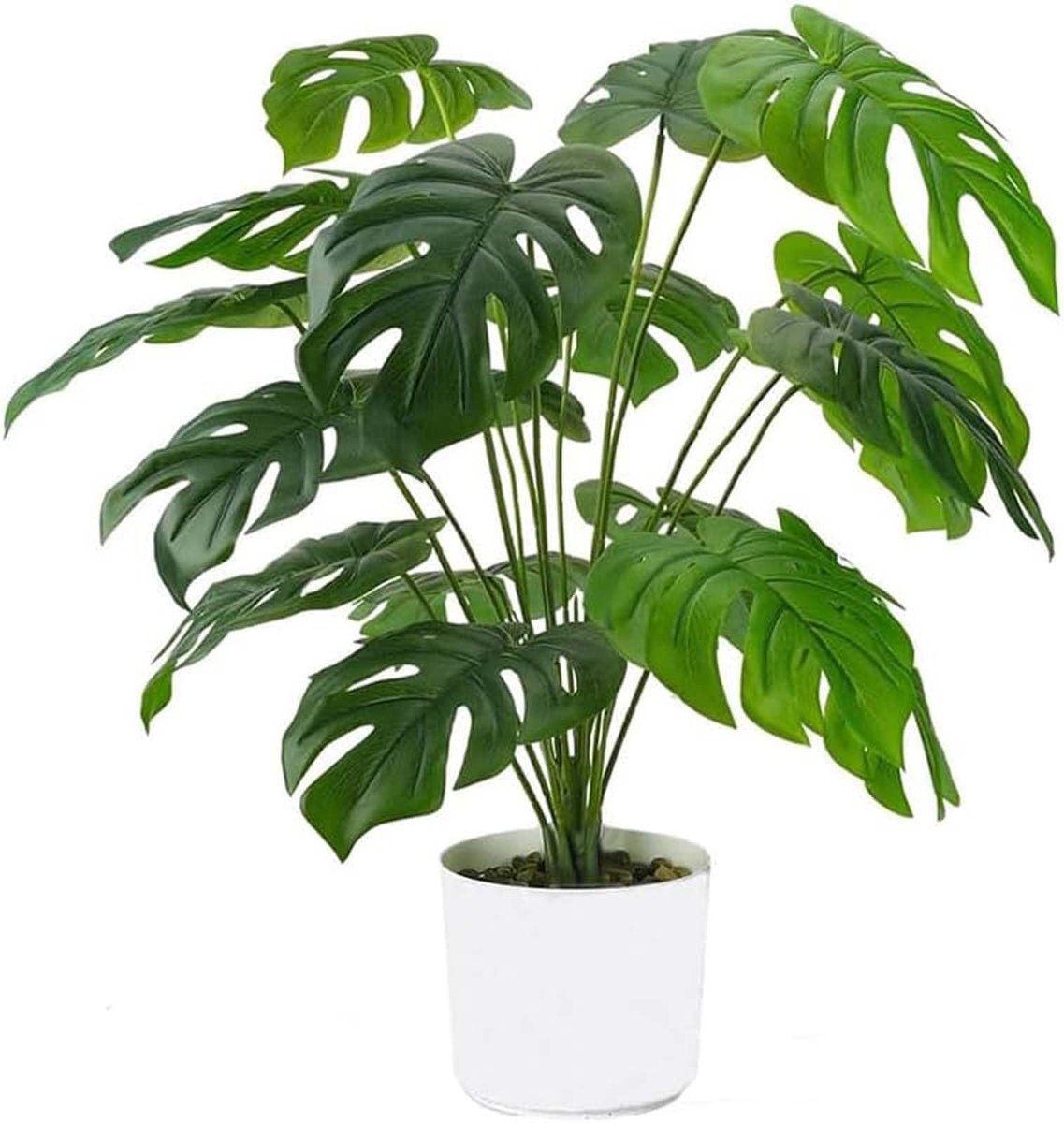 Kunstmatige Monstera-planten in pot - 55 cm - 12 bladeren Kunstplant - tropische palm - nepplant voor woonkamer - badkamer - slaapkamer - kamer - balkon - decoratie