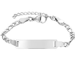 JewelryWe Armband voor kinderen met gepersonaliseerde naam, naam/datum/coördinaten, armband met naamplaatje, cadeau