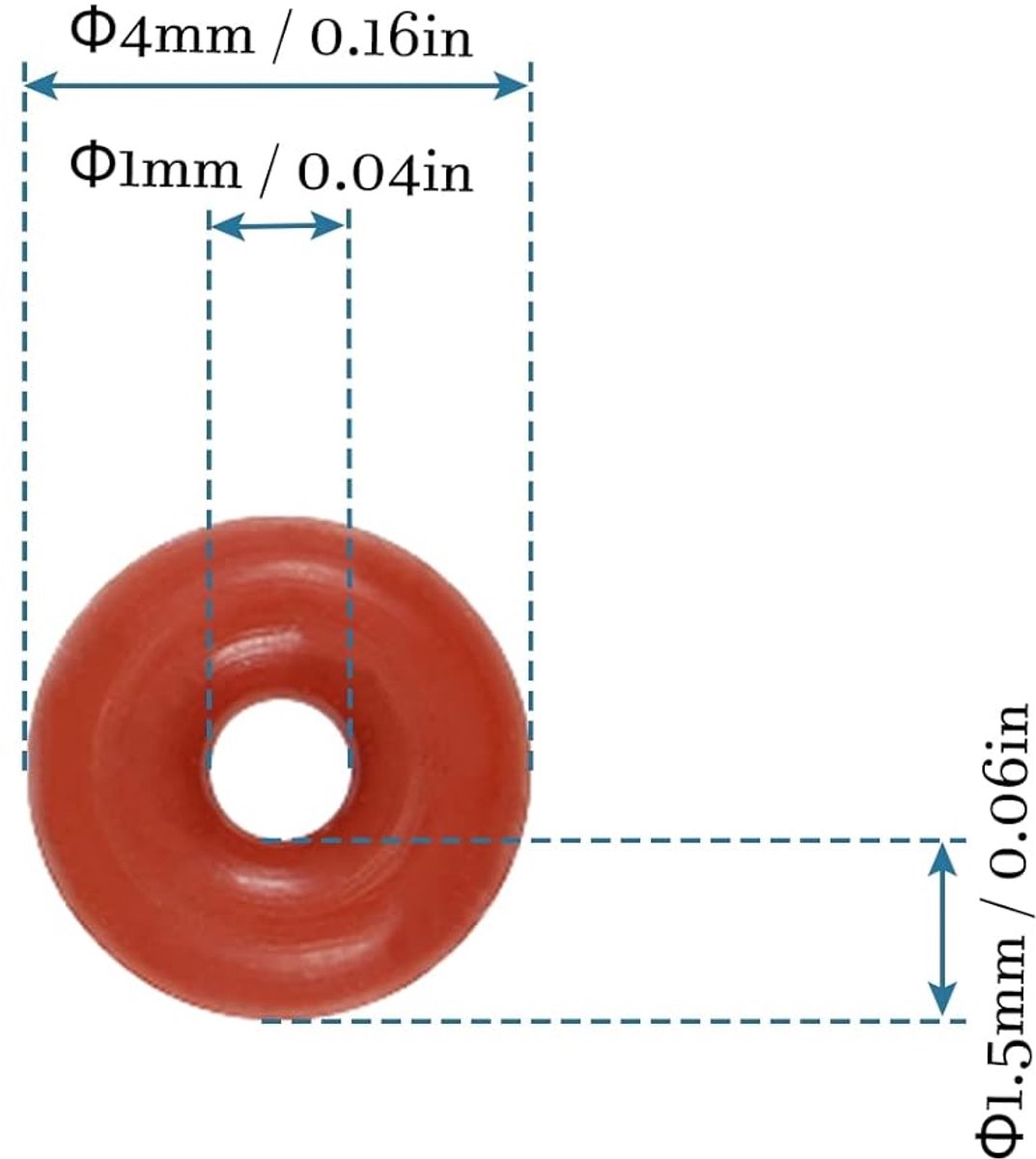 O-ringen afdichting 4 x 1 x 1,5 mm voor afdichting kraanslang rood