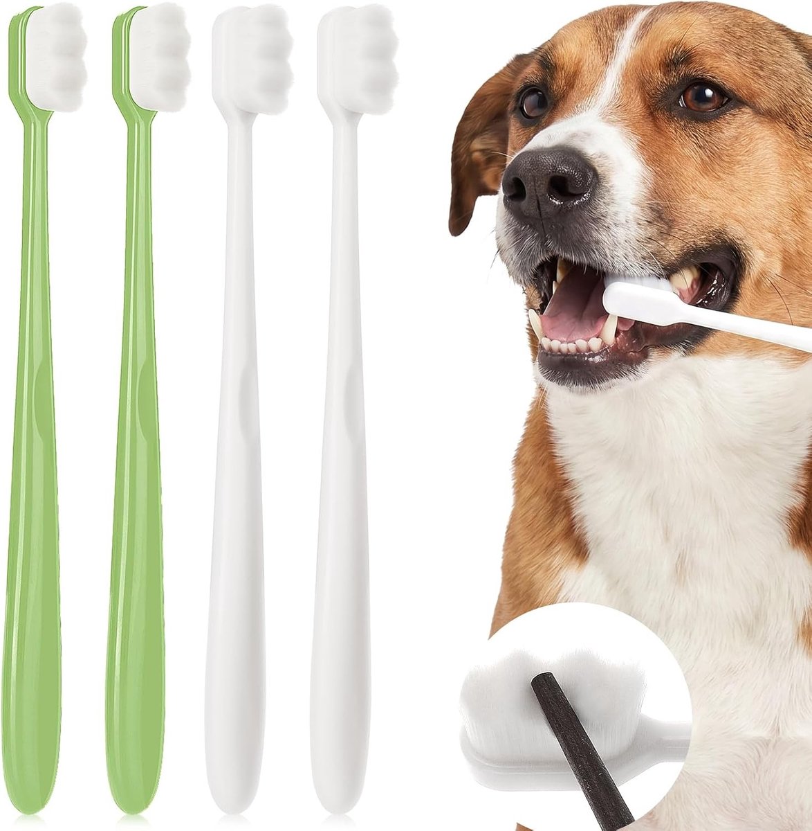 4 stuks extra zachte tandenborstels voor honden en katten, micro nano handtandenborstel voor gevoelige tanden en mondverzorging