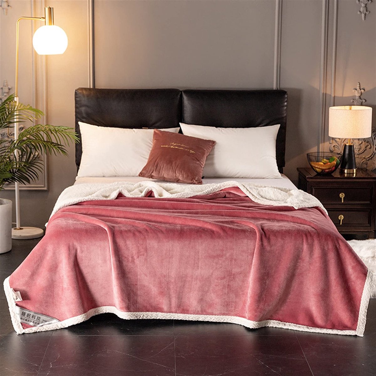 stijl dubbellaags effen kleur nobele samengestelde wol deken verdikking golf patroon randen koraal wollen deken Zachte deken (Color : C, Size : Double thickening1.2)