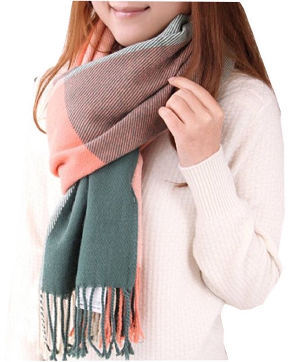 heekpek Dames geruit oversized kasjmier sjaal lange zachte wraps dames geruit oversized sjaal lange sjaal voor herfst en winter