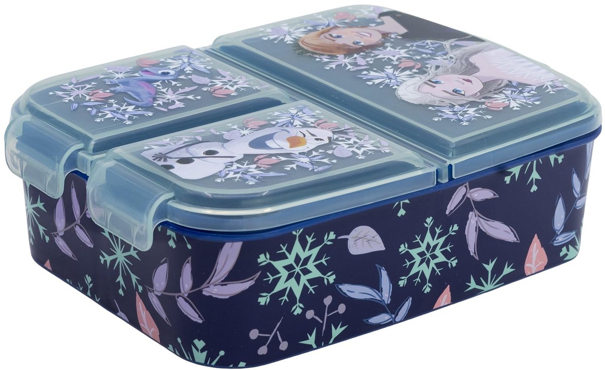Frozen Broodtrommel Kinderen 3 Vakken 2156ml - BPA Vrij Lunchbox School Kinderdagverblijf Basisschool