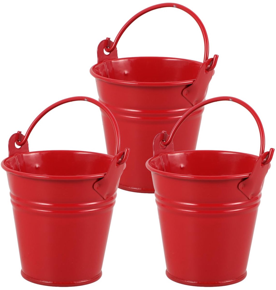Metalen Bloempotten - Decoratieve Plantenbak - Planten Presenteren - 3-delige Set - 6.5x6.5x5.8CM - Rood
